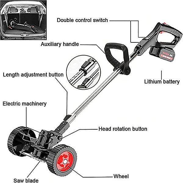 Tondeuse sans fil avec désherbeur d'angle, 2 batteries et chargeur inclus